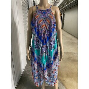 MSK Women's Size 12 Blue Paisley Print Sleeveless Casual Dress